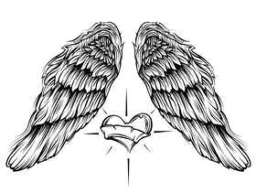 天使的翅膀与心向量