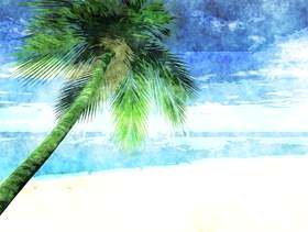 在海滩上的水彩棕榈树
