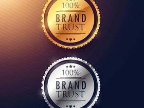黄金和白银品牌信任标签设计