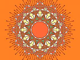 曼荼罗装饰饰品橙色背景矢量