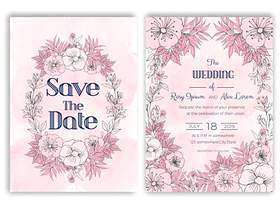 婚礼邀请的花卉手拉的框架