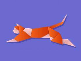 跳猫的折纸动物矢量