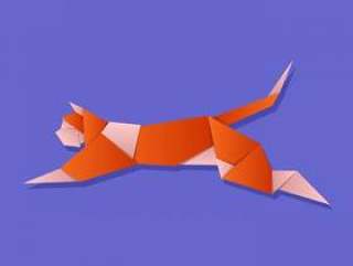 跳猫的折纸动物矢量
