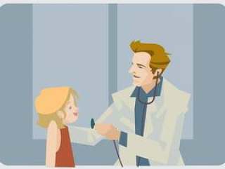 儿科医生和小女孩矢量