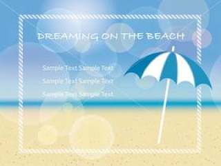 矢量夏天背景图和海滩阳伞。