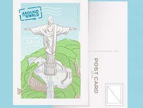 着名科尔科瓦多基督在里约热内卢明信片传染媒介例证的救世主