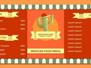 老式墨西哥食物菜单模板矢量