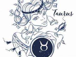 The Taurus zodiac sign as a beautiful girl. Horoscope.