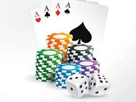 赌场玩纸牌和芯片与骰子矢量背景