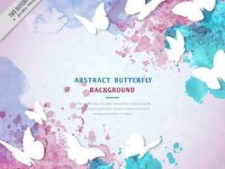 蝴蝶和水彩墨迹