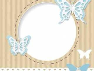 Cute round frame with paper cut butterflies on cardboard.