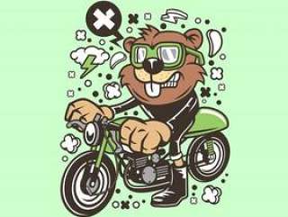 Beaver Racer Cartoon