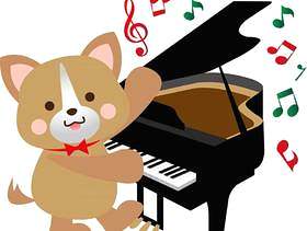 狗弹钢琴年的新年卡