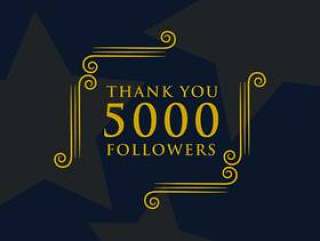 社交媒体5000追随者谢谢你的消息设计