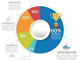 您的文件，报告，介绍和infographic的五颜六色的企业圆形统计图表。