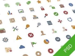 64 free PSD flat icons