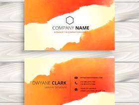 橙色墨水企业标识卡模板矢量设计插图