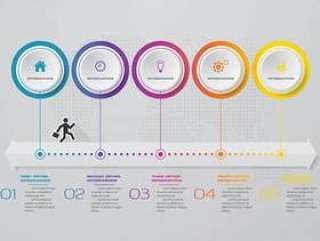 5 steps timeline infographics element chart.