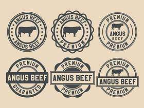 安格斯牛肉邮票矢量