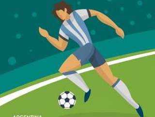 抽象平阿根廷足球运动员与一个球在外地矢量图