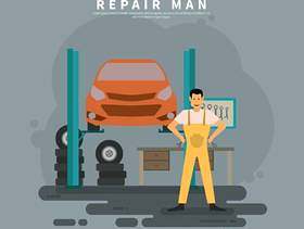 汽车服务例证的修理工