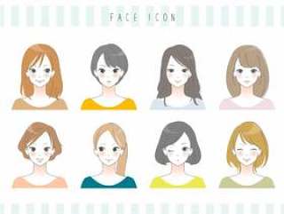 成年女性的脸图标