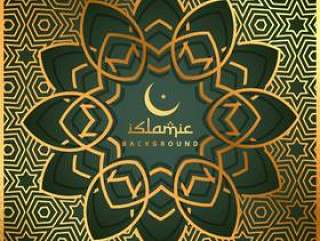 伊斯兰的形状背景与金色图案
