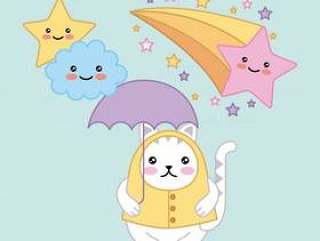 与伞云彩的Kawaii猫担任主角动画片