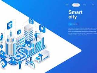 Smart city modern flat design isometric concept.