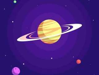 土星环形有紫色背景传染媒介的
