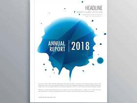 年度报告手册传单设计与蓝色墨水滴