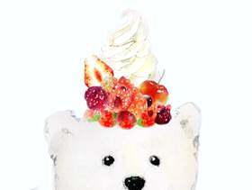 北极熊和冰淇淋炎热的天气