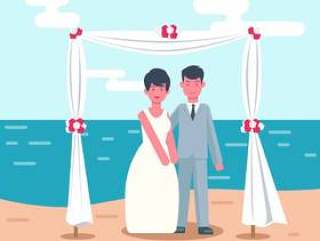 海滩婚礼矢量图