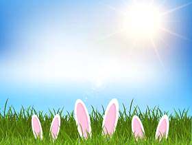 复活节兔子耳朵隐藏在草地上
