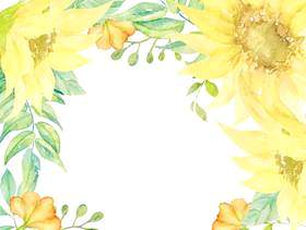 水彩手绘向日葵框架（透明）