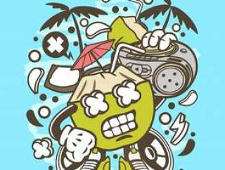 Coconut Boombox Cartoon