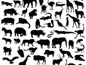 非洲野生动物园野生动物剪影剪贴画