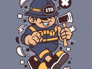 消防员孩子卡通