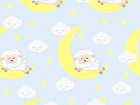 可爱可爱有趣的睡眠羊动物卡通无缝图案壁纸背景