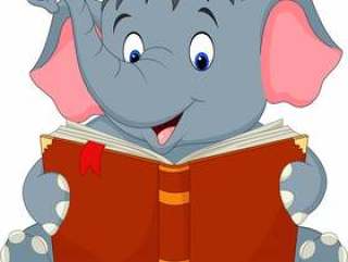读书的动画片滑稽的大象