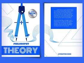 蓝色概念几何统治者矢量插图哲学书籍封面