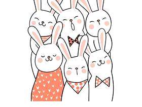 用甜美的颜色和最好的朋友画出可爱的兔子