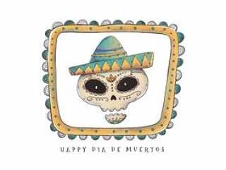 矢量可怕的糖头骨Dia德洛斯穆埃