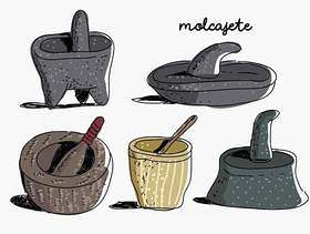 Molcajete集合手绘矢量图