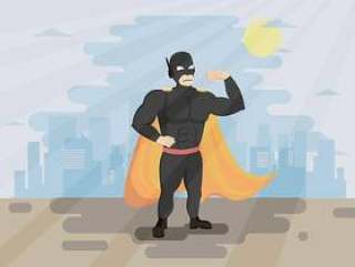 超级英雄屈肌肉的插图