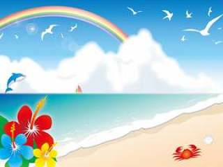 芙蓉，海边和彩虹插图