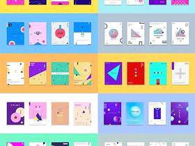30款简洁现代几何扁平化海报创意平面广告ui设计封面版式矢量素材模板