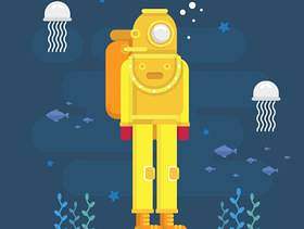 水肺潜水的插图。潜水员插图。