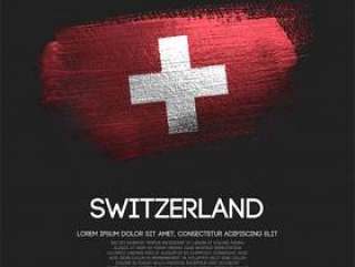 瑞士国旗由闪烁闪闪发光刷子油漆制成