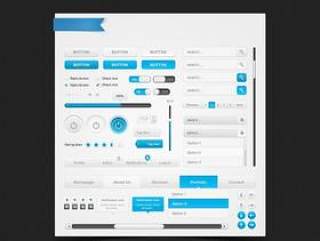 WEB蓝灰系网页元素PSD